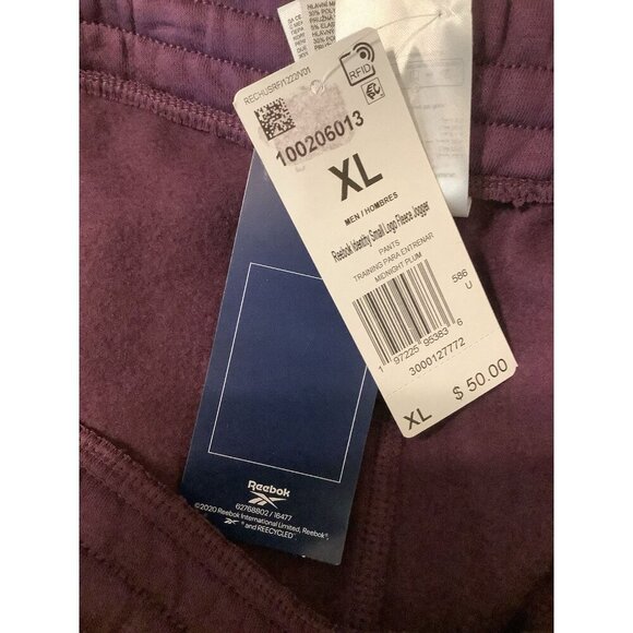 Reebok Size XL Men’s Midnight Plum Identity Small Logo Fleece Jogger. New - Picture 6 of 9